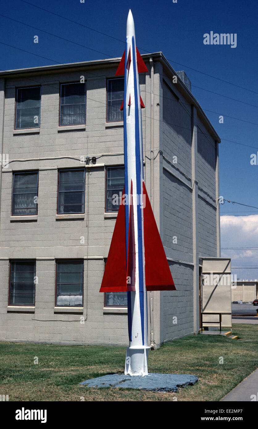 NIKE MISSILE PAINTED IN UNITED STATES OF AMERICA COLOURS, FORT BLISS, TEXAS, USA Stock Photo