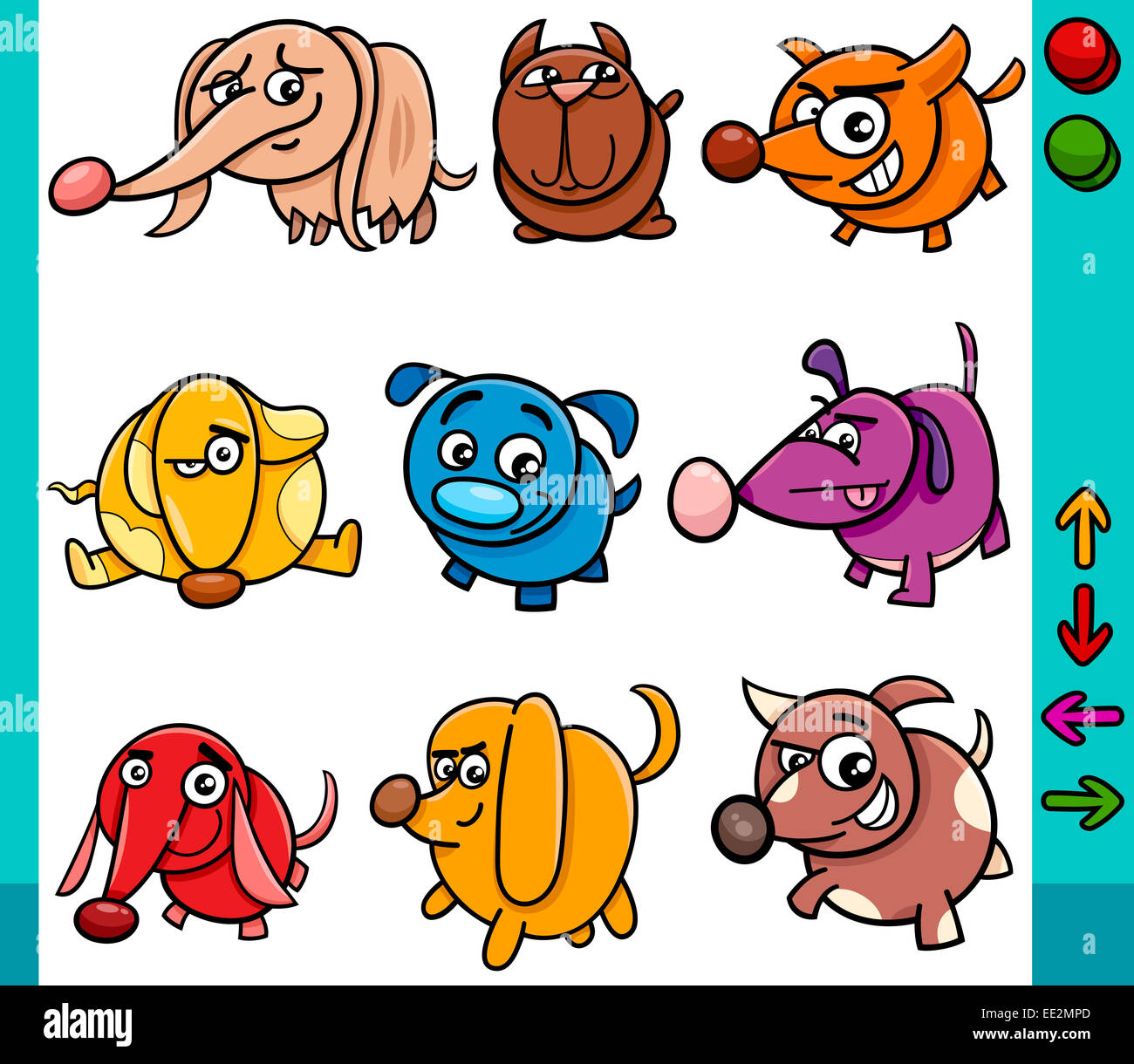 Cartoon Illustration of Funny Dogs Animal Characters with Buttons for  Application or Video Game Stock Photo - Alamy