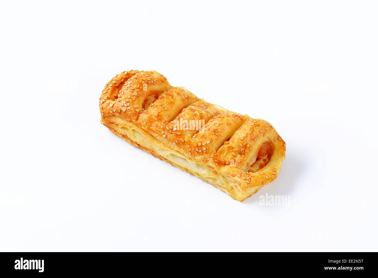 Sausage roll - savoury pastry snack Stock Photo