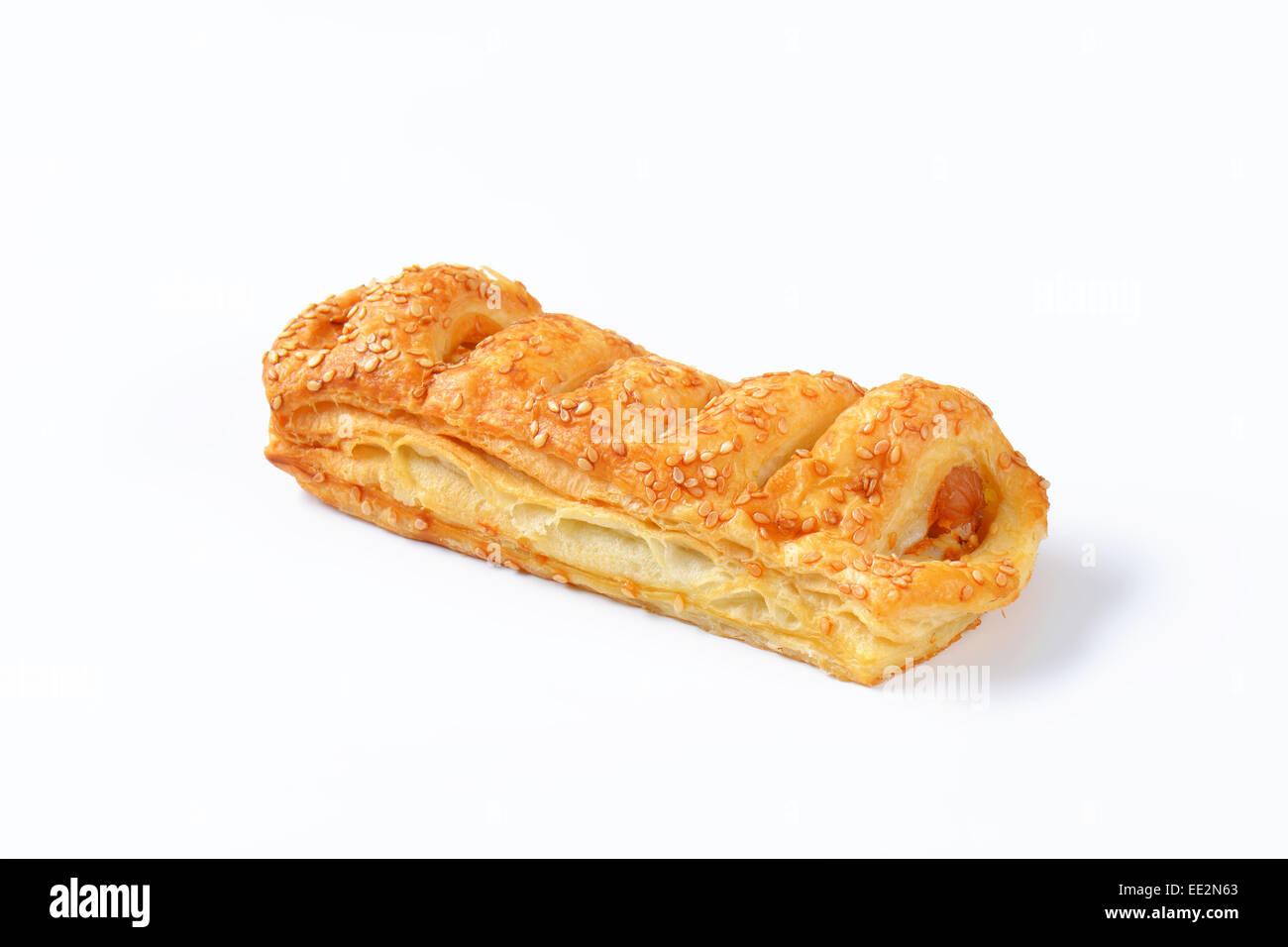 Sausage roll - savoury pastry snack Stock Photo