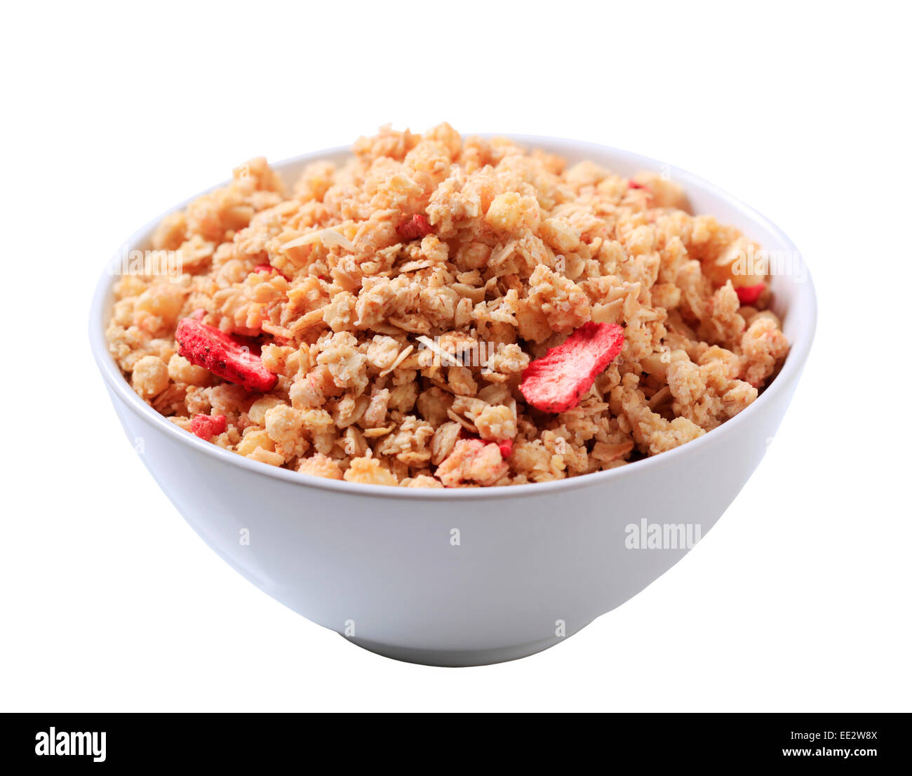 Bowl of strawberry almond granola cereal Stock Photo Alamy