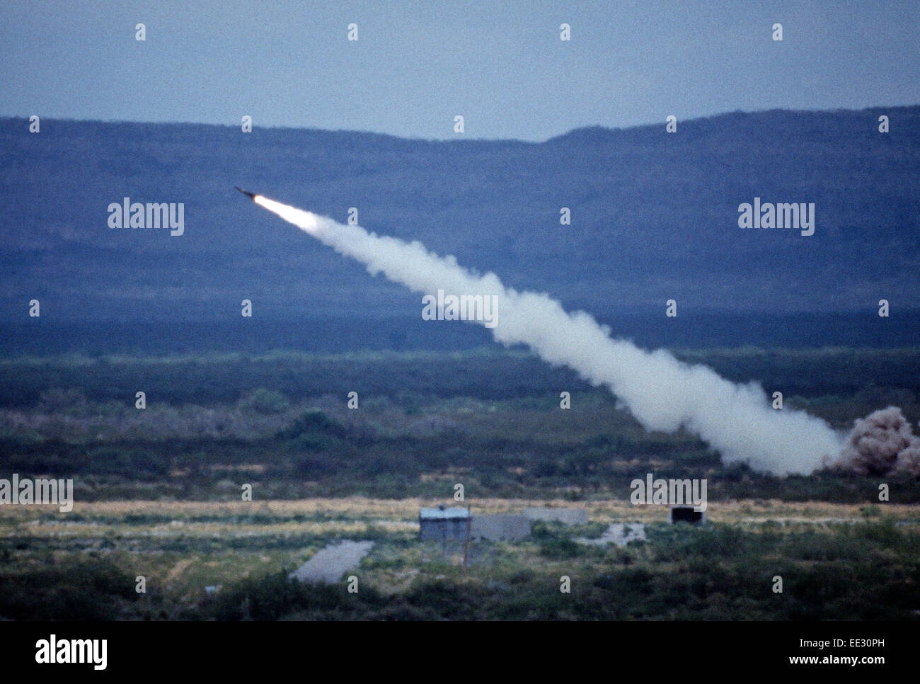 TEST FIRING OF HAWK MISSILE, UNITED STATES ARMY, McGREGOR FIRING RANGE, NEW MEXICO, USA Stock Photo