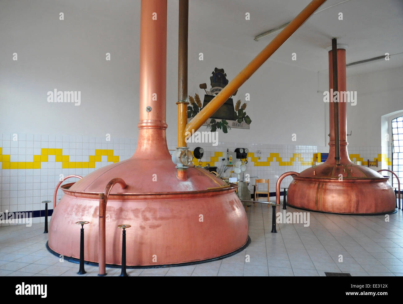 Coppers at the Breznak Brewery in the Czech Republic Stock Photo