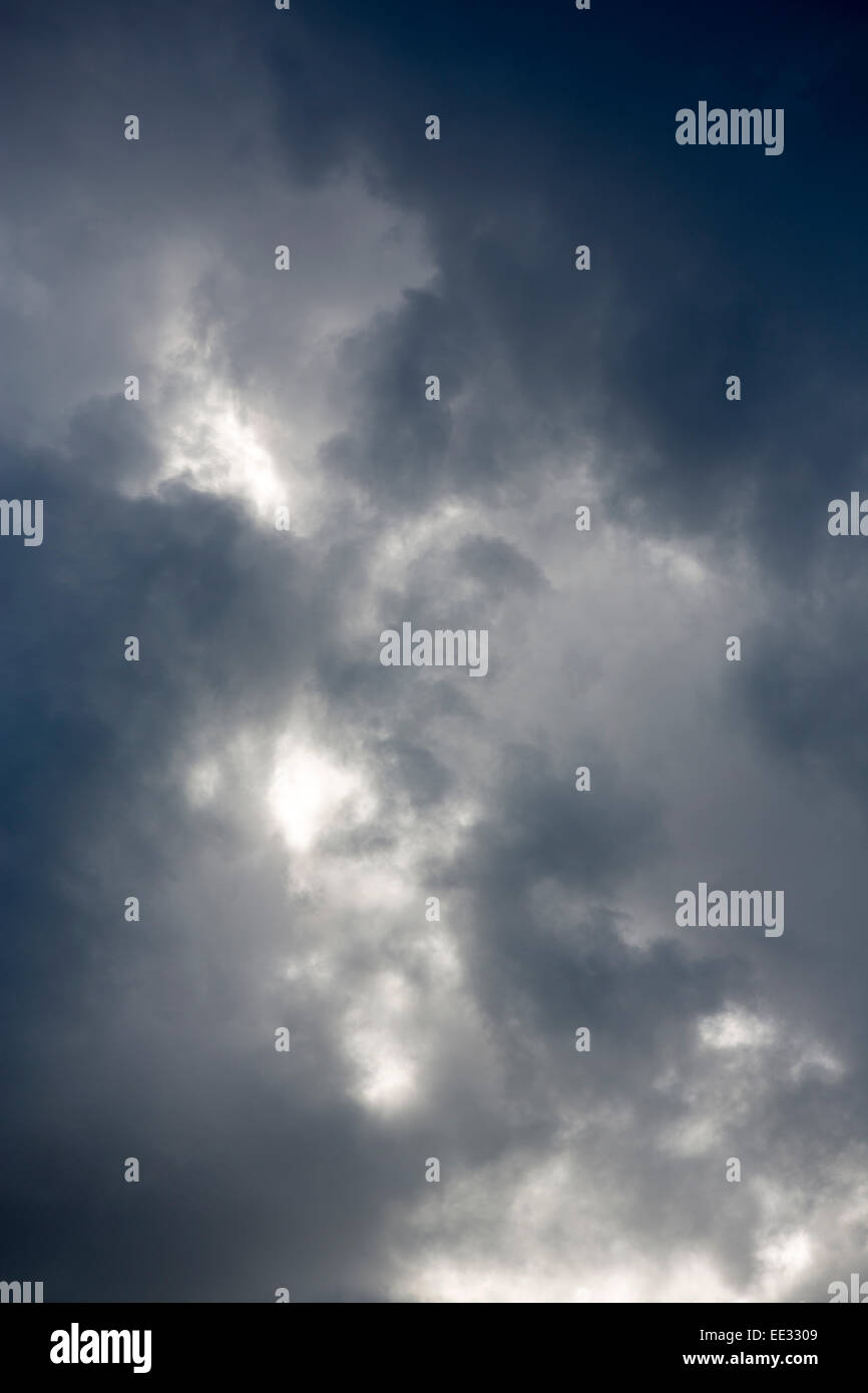 Stormy skies with black dark clouds Stock Photo