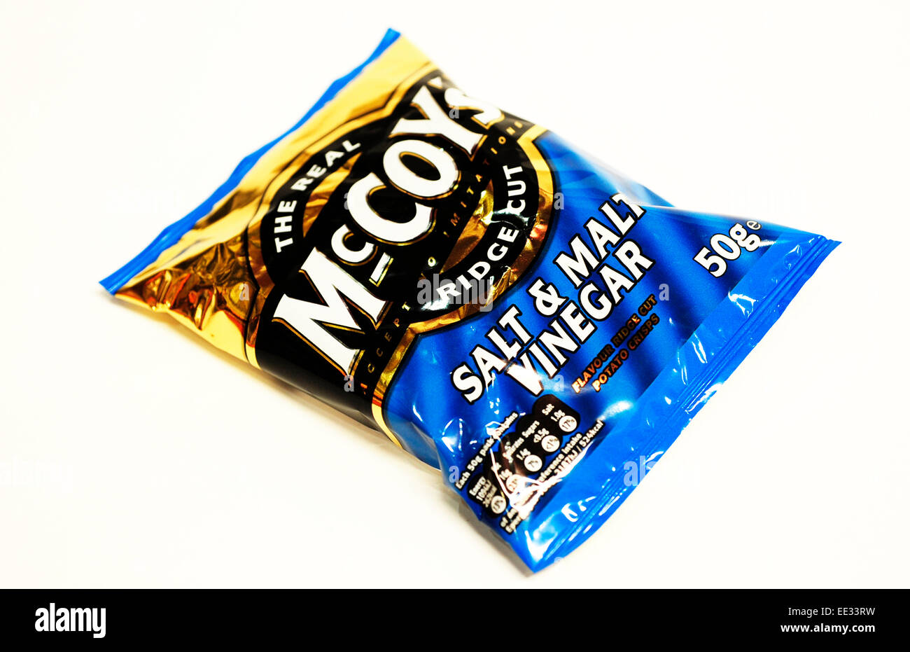 Close-up of McCoy's salt and vinegar potato crisps Stock Photo