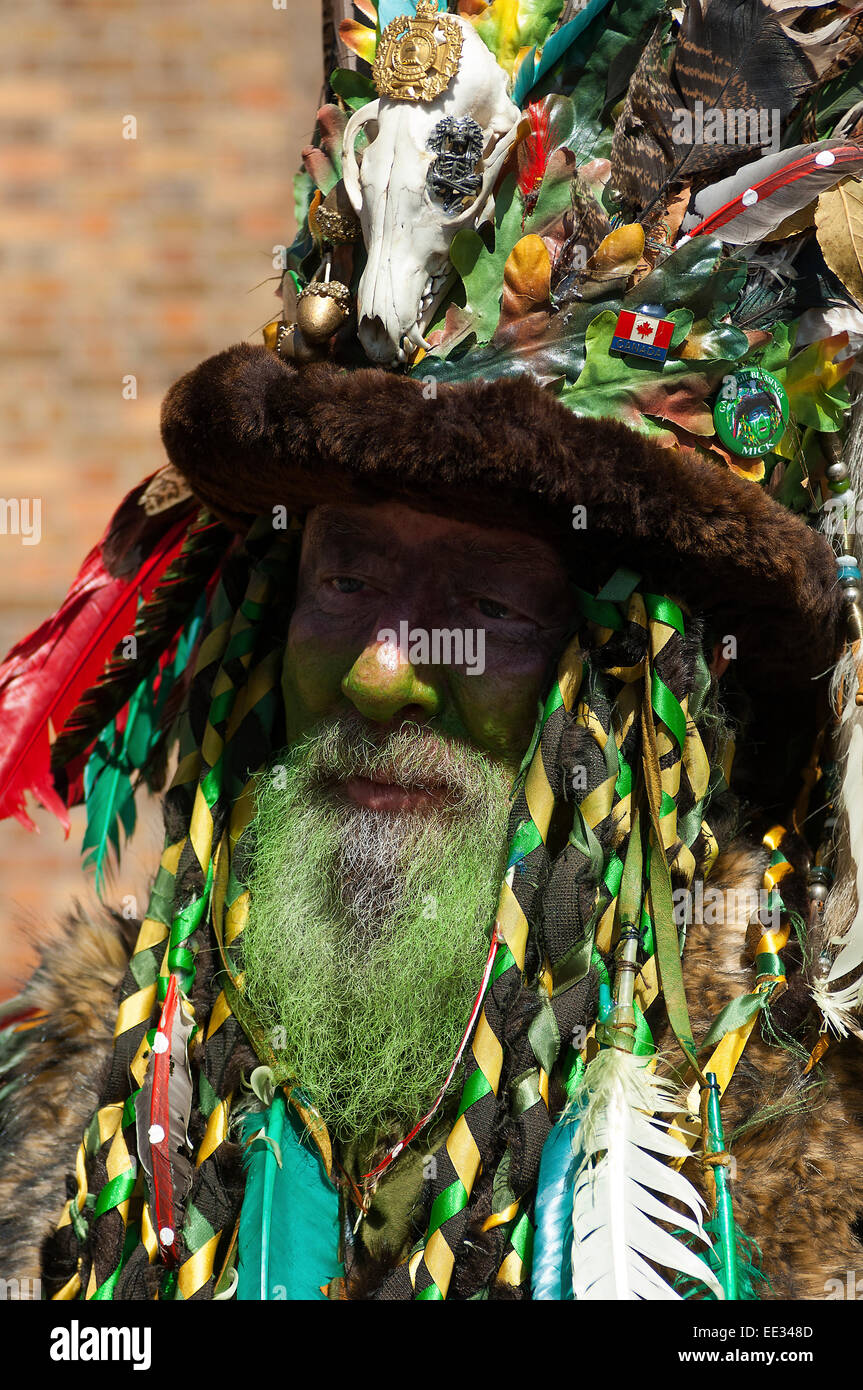 The people following the Deptford Jack in the Green on May Day included some very exotic looking characters. Stock Photo