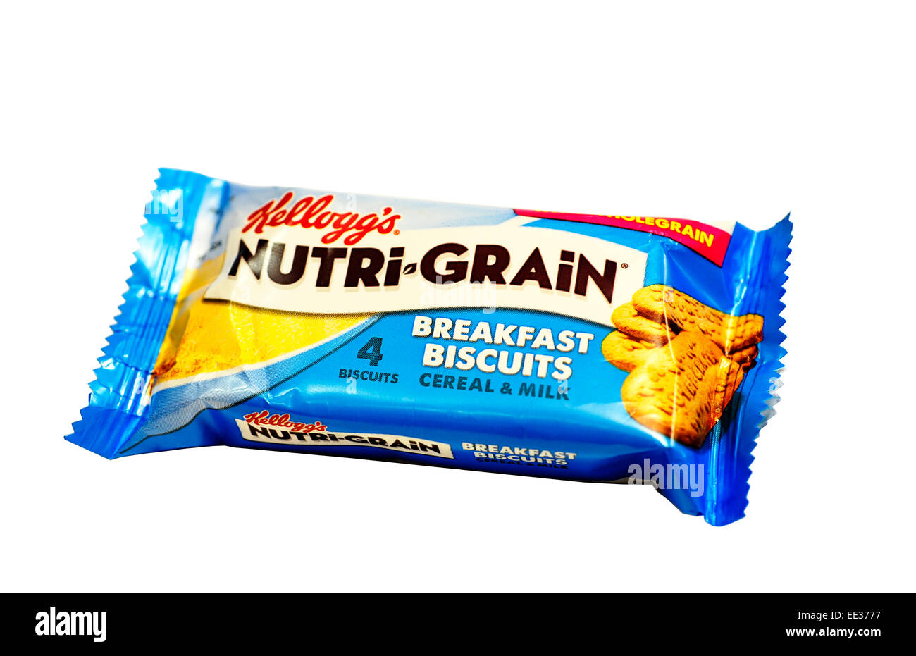Closeup of a packet of Kellogg's NutriGrain Breakfast Biscuits Stock