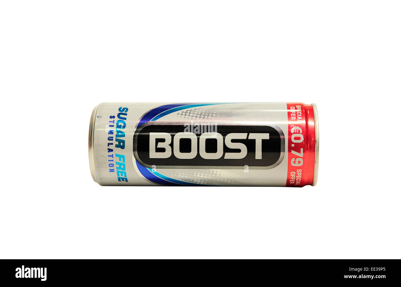 Close-up of a can of Boost energy drink, sugarfree Stock Photo