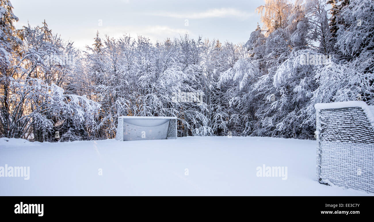 Soccer Pitch in Winter Stock Photo Alamy