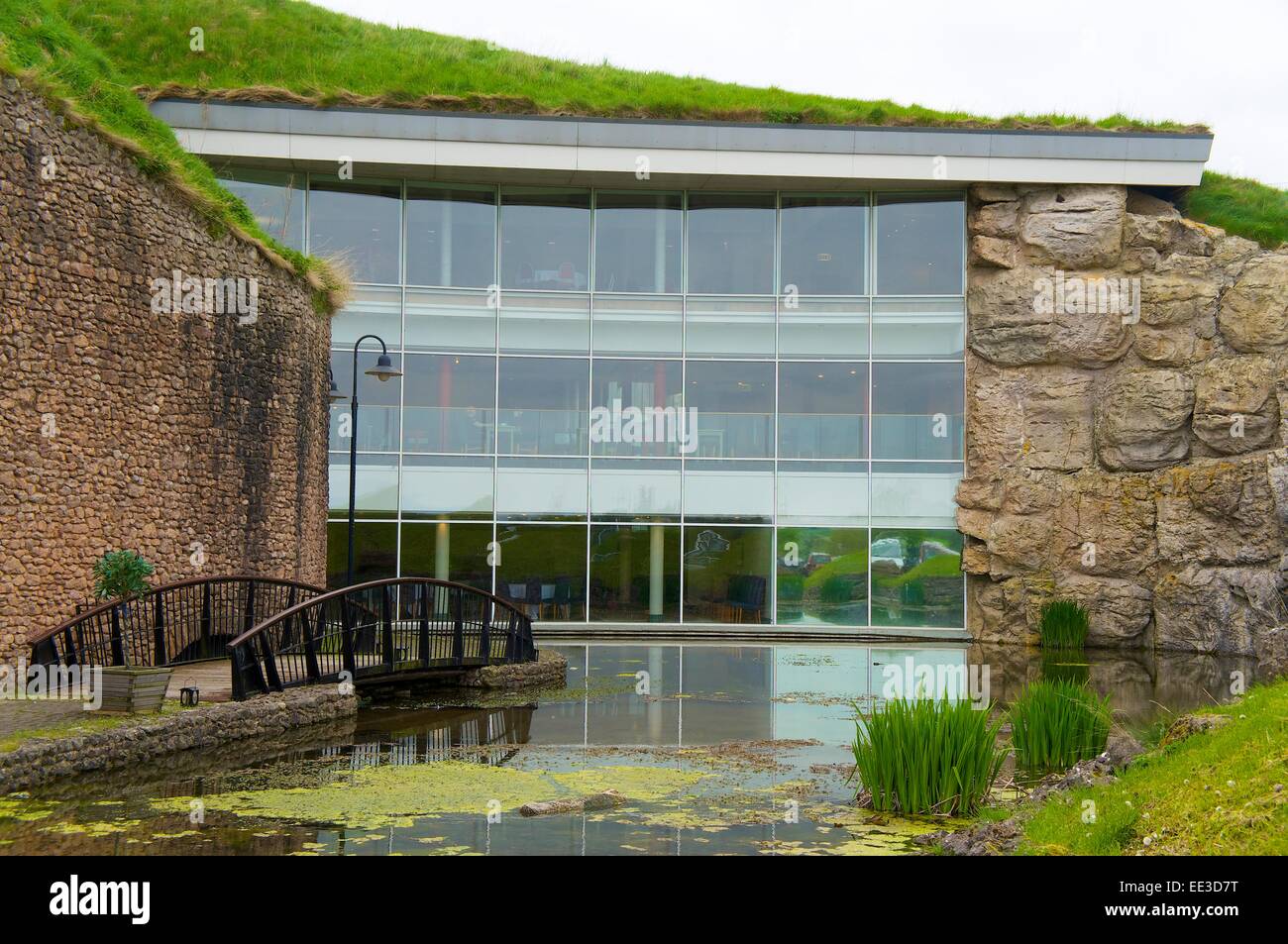 Rheged lakeland heritage centre's glass wall, Penrith, Eden Valley