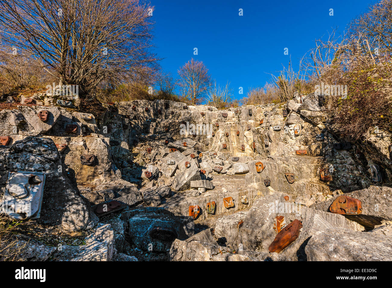 Inhabited Quarry Amphitheatre,/  / Rubbio / Artista Antonio Zarpellon Stock Photo