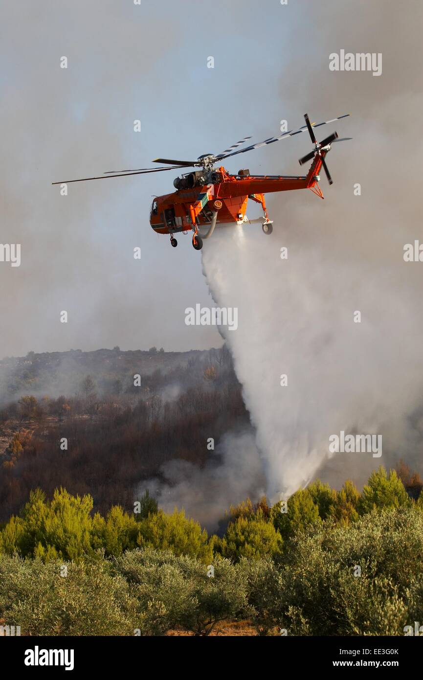 Helicopter fire Stock Photo