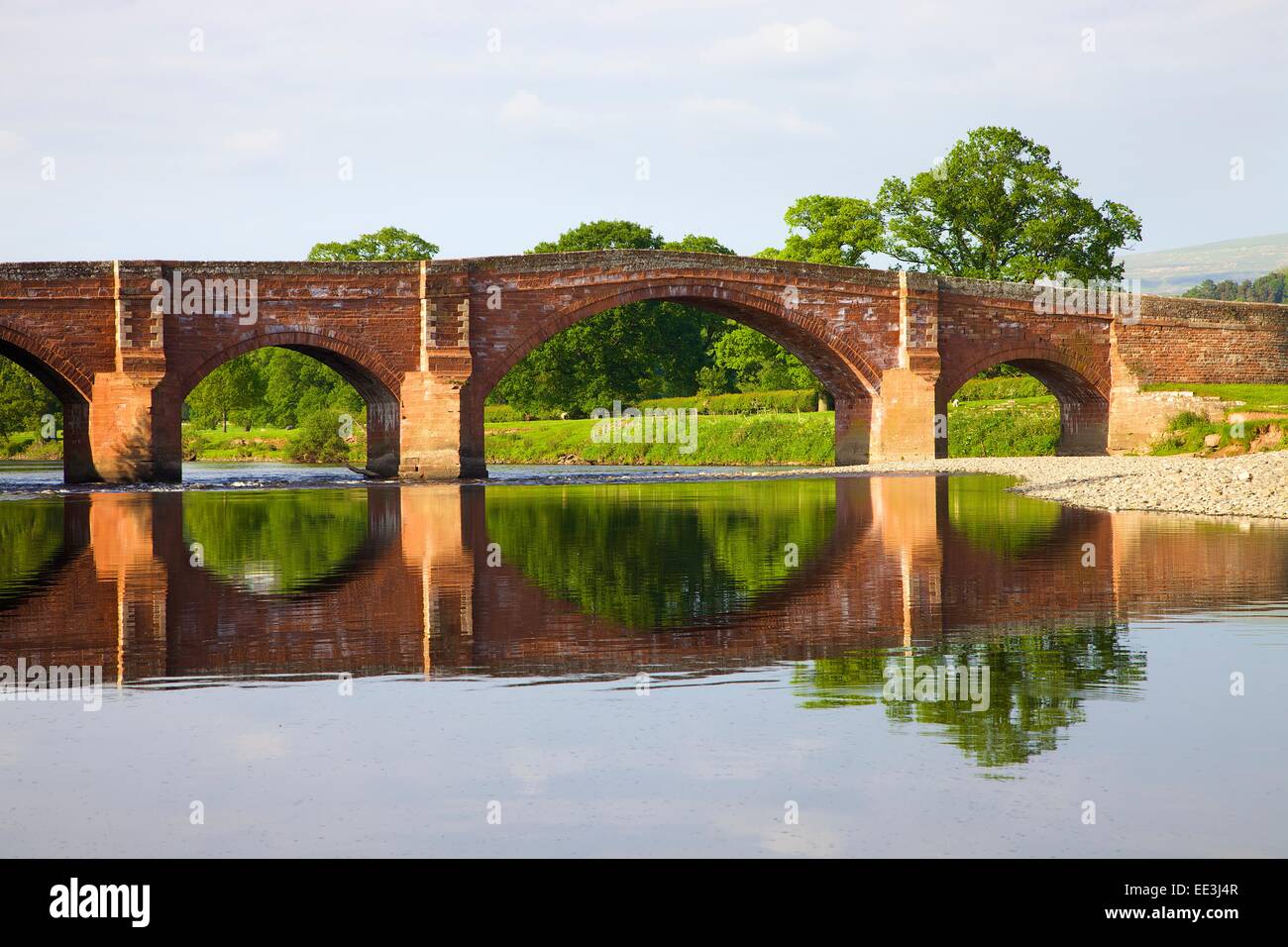 Reflected arches of The Eden Bridge, Lazonby, Eden Valley, Cumbria