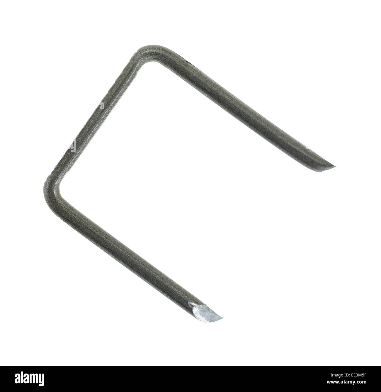 A single large cable staple on a white background Stock Photo Alamy