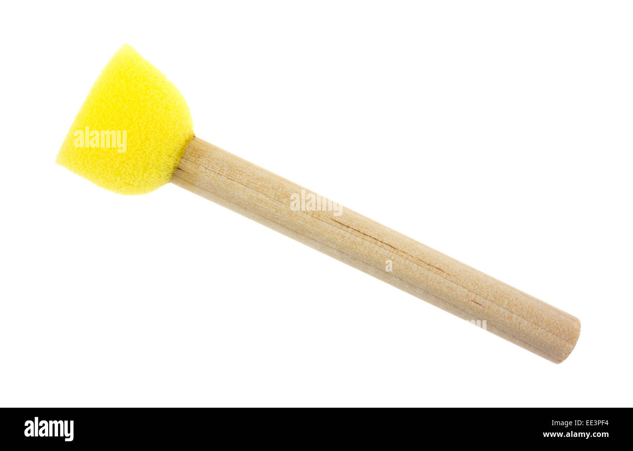 A yellow foam brush used for stenciling on a white background. Stock Photo