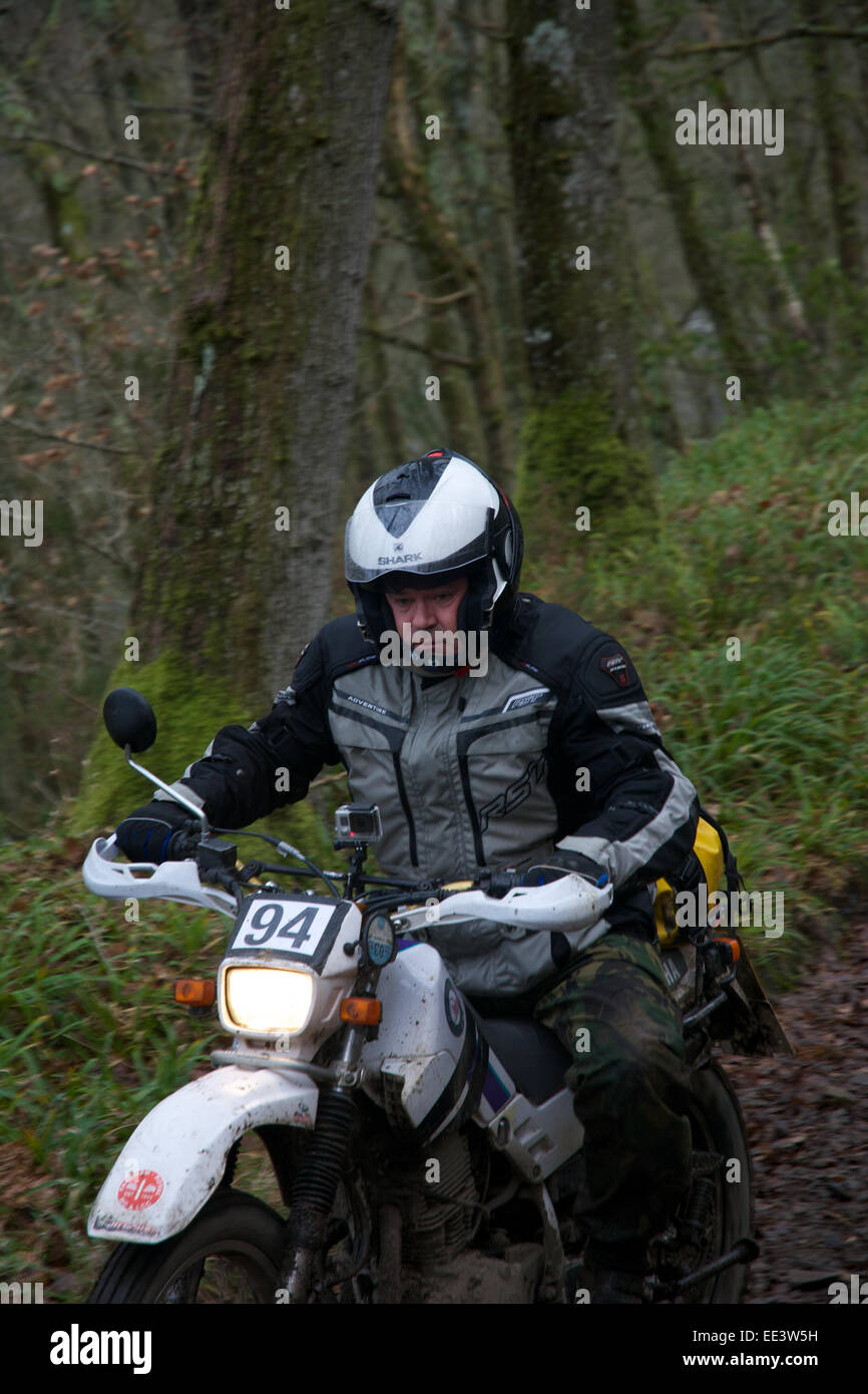 Motorcycle competitors on the Fingle Section of the 2015 Exeter Trial