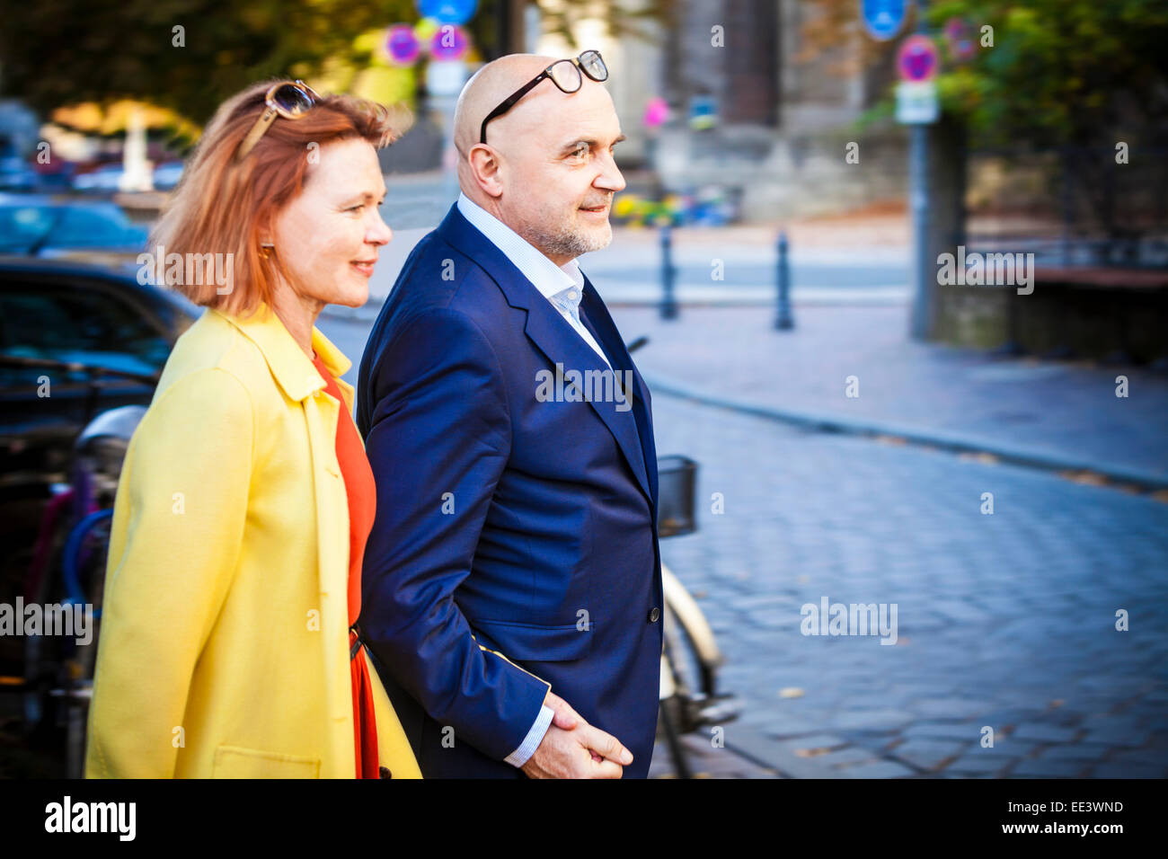 Senior couple holding hands, Munich, Bavaria, Germany Stock Photo
