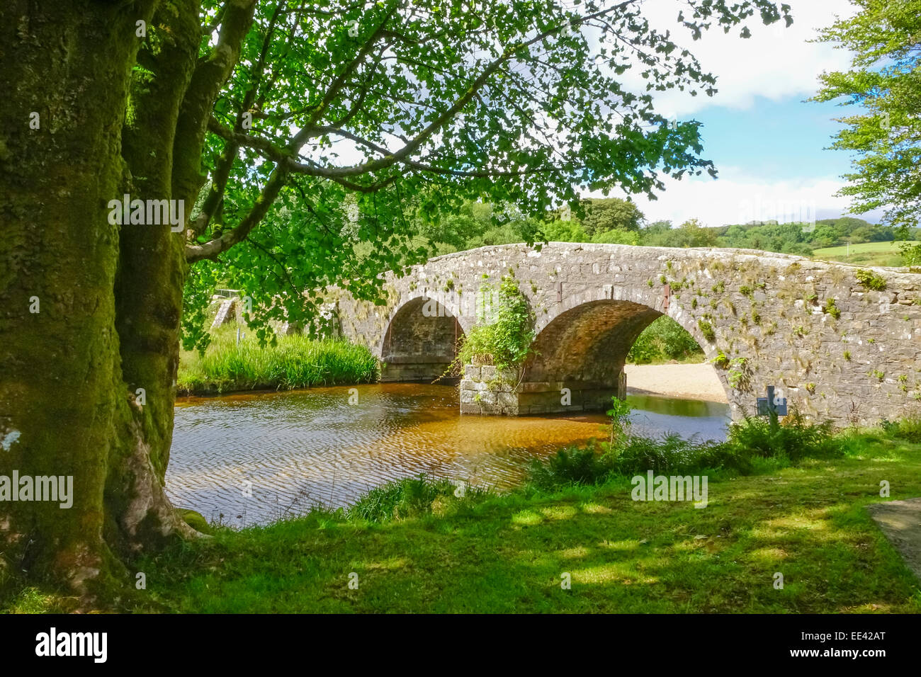 Two bridges Dartmoor National park Devon England UK sunny summers afternoon Stock Photo