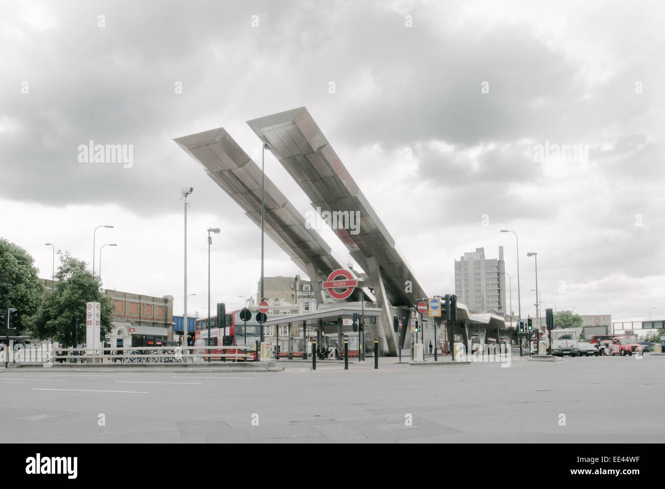 Vauxhall bus interchange in London Stock Photo