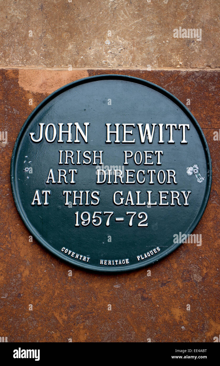 John Hewitt plaque, The Herbert art gallery, Coventry, UK Stock Photo