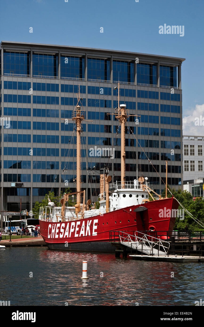 Baltimore, Maryland, Inner Harbor, Historic Ships of Baltimore, Lightship Chesapeake, Stock Photo