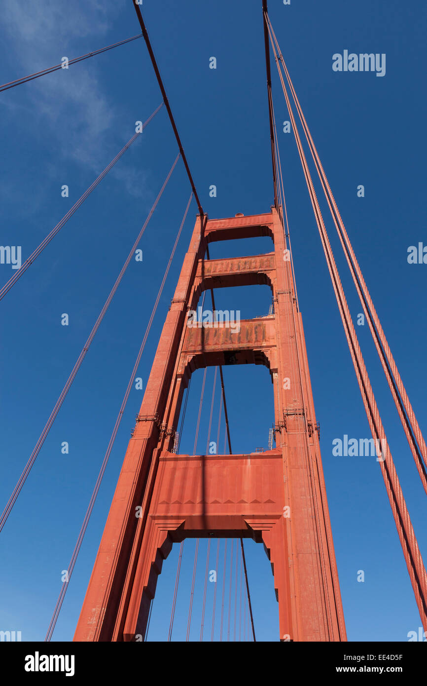 South tower of the Golden Gate Bridge - San Francisco Bay, San Francisco, San Francisco County, California, USA Stock Photo