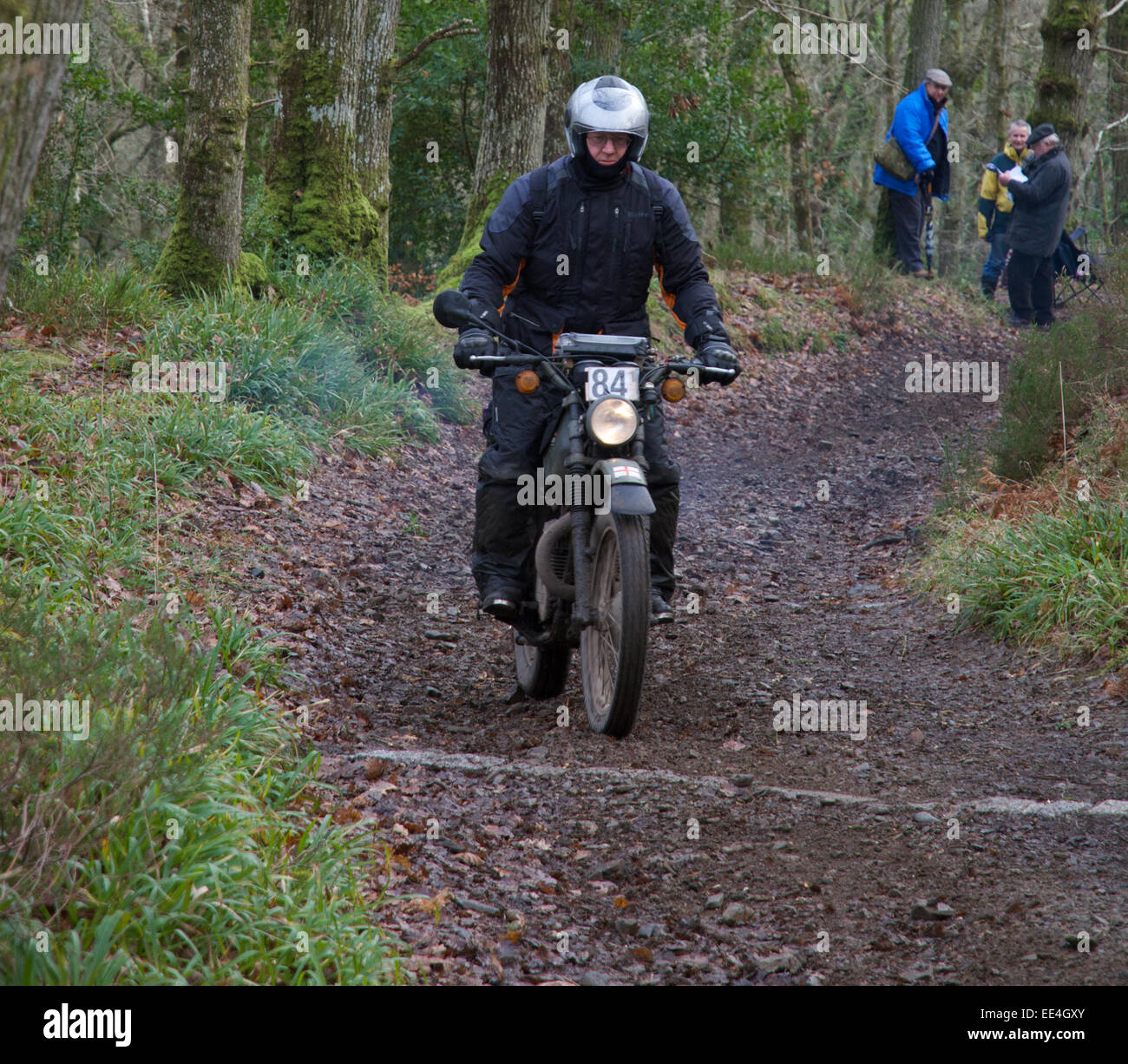 Motorcycle competitors on the Fingle Section of the 2015 Exeter Trial. Stock Photo