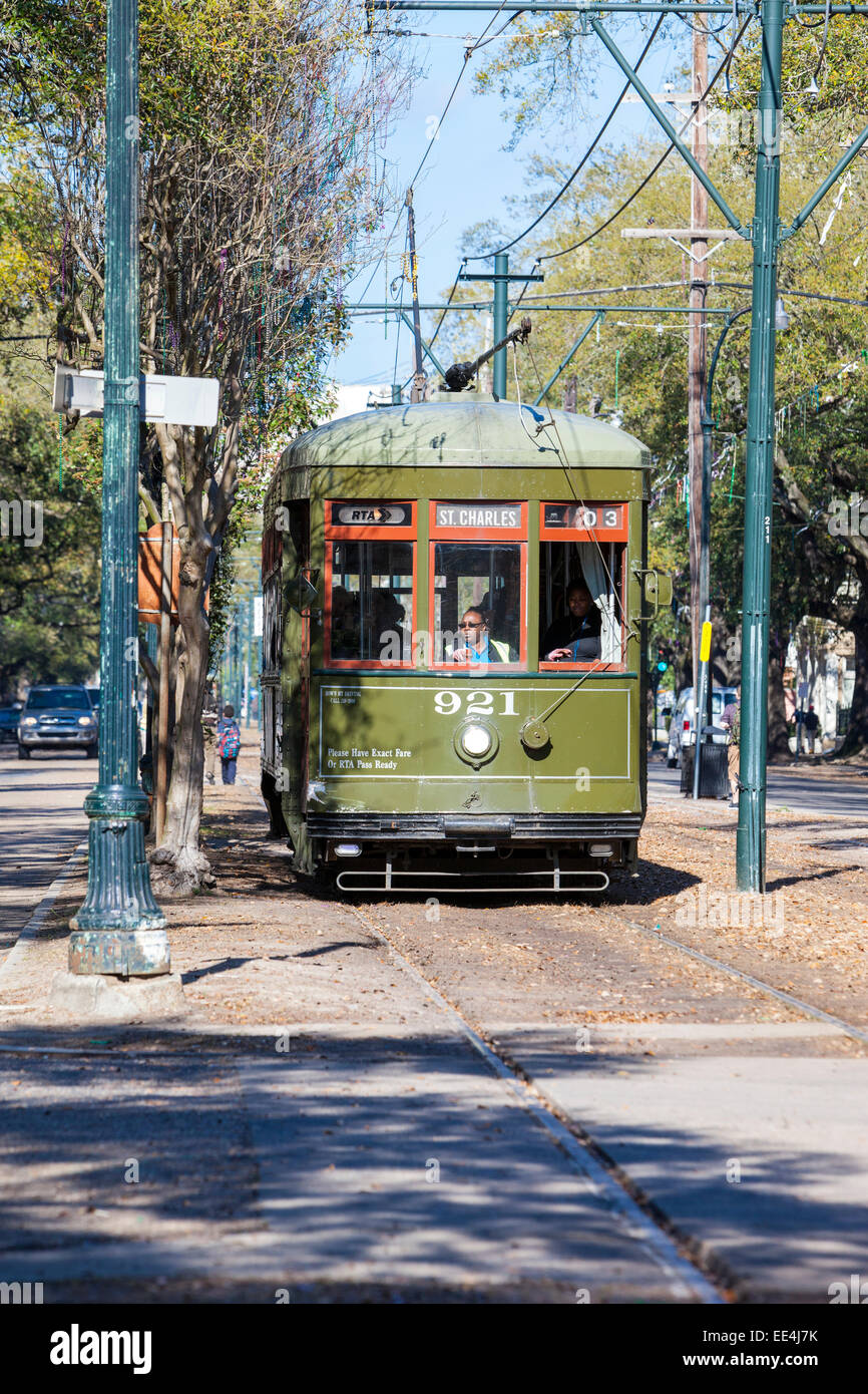Garden District, New Orleans, Louisiana. St. Charles Streetcar Stock