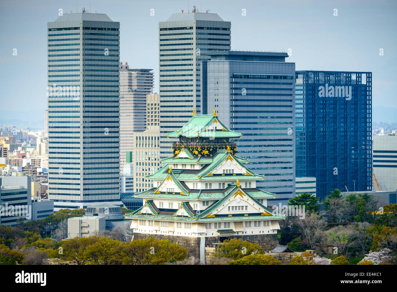 Osaka, Japan cityscape at the Castle. Stock Photo