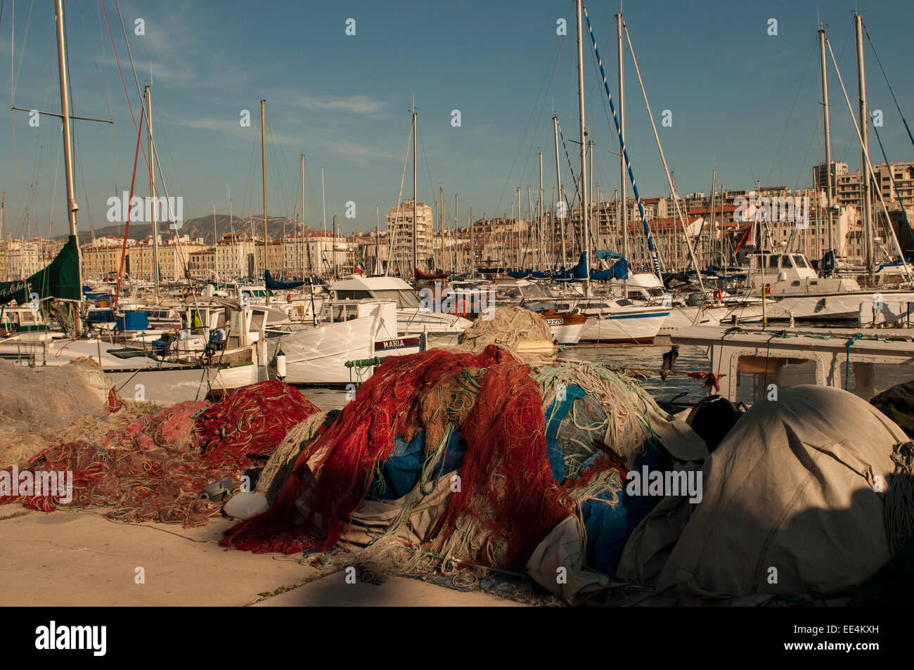 View of the Marseille harbor, France Stock Photo
