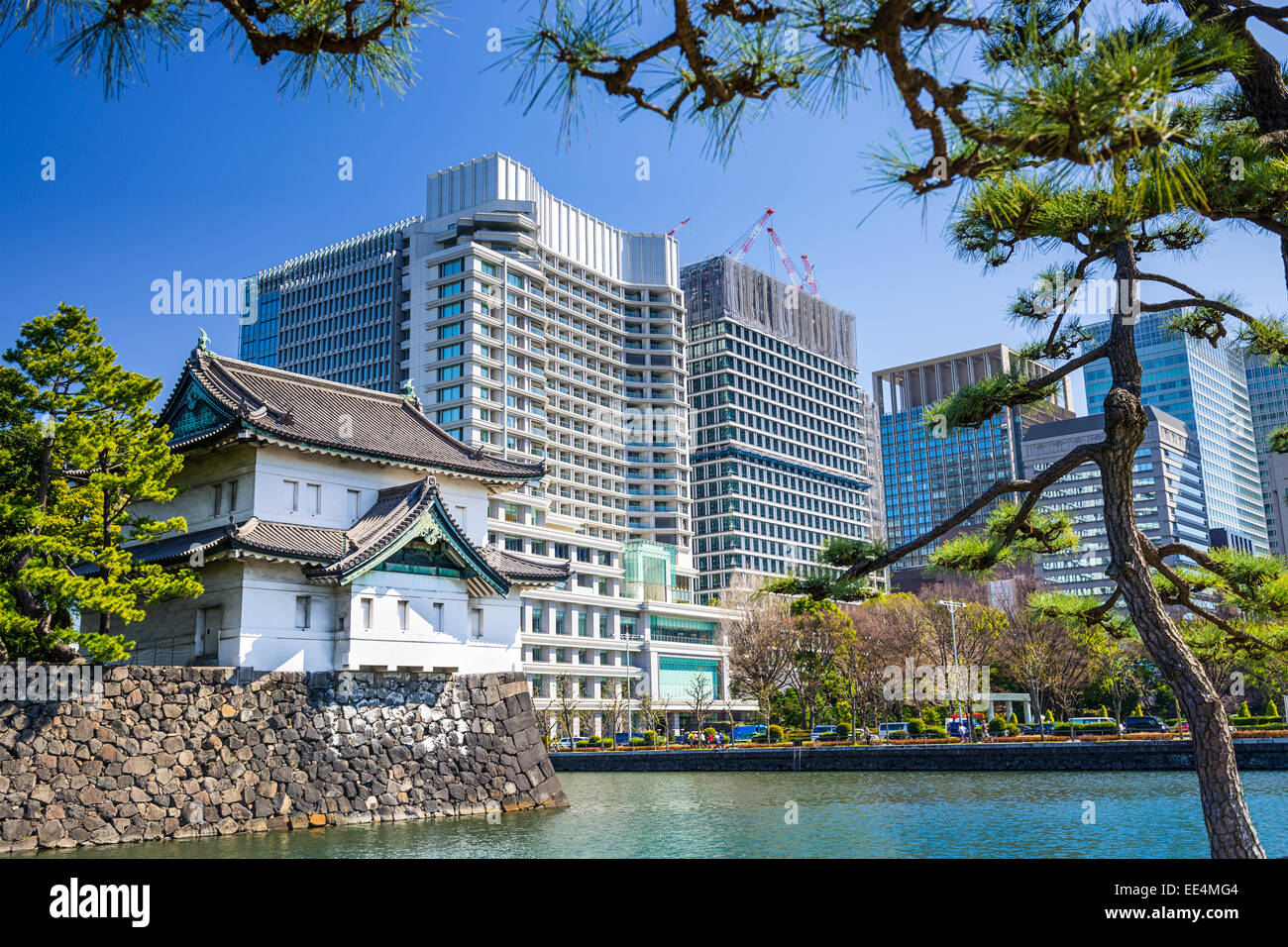 Tokyo, Japan at the Imperial Palace moat tower. Stock Photo
