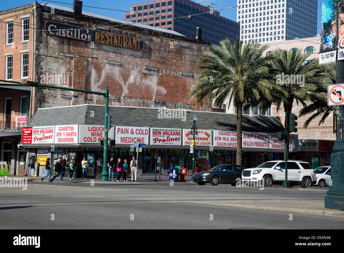 New Orleans, Louisiana.  Canal Street Street Corner at Tchoupitoulas. Stock Photo