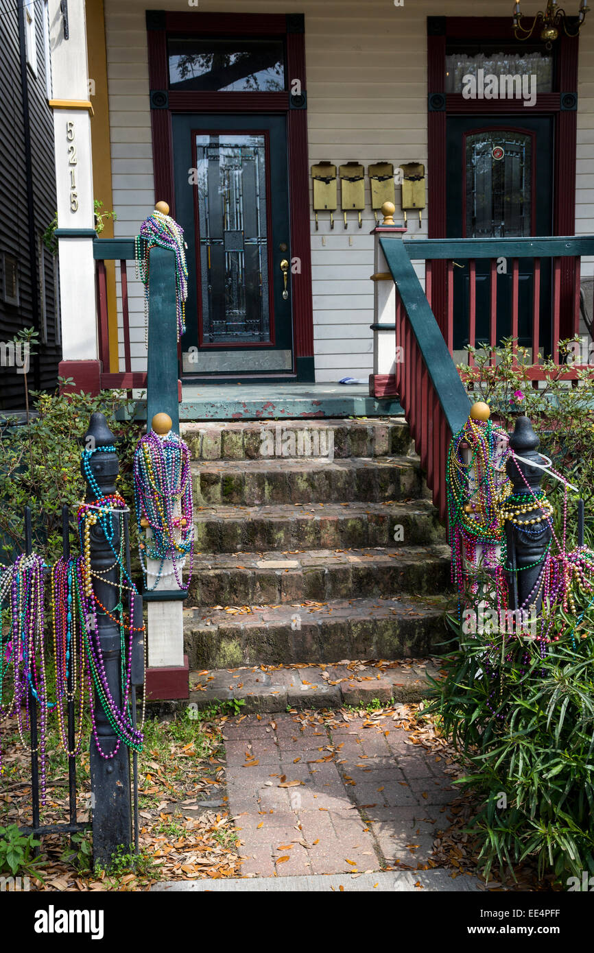 Beads Railing Mardi Gras New Orleans Beads Stock Photos & Mardi Gras New Orleans ...