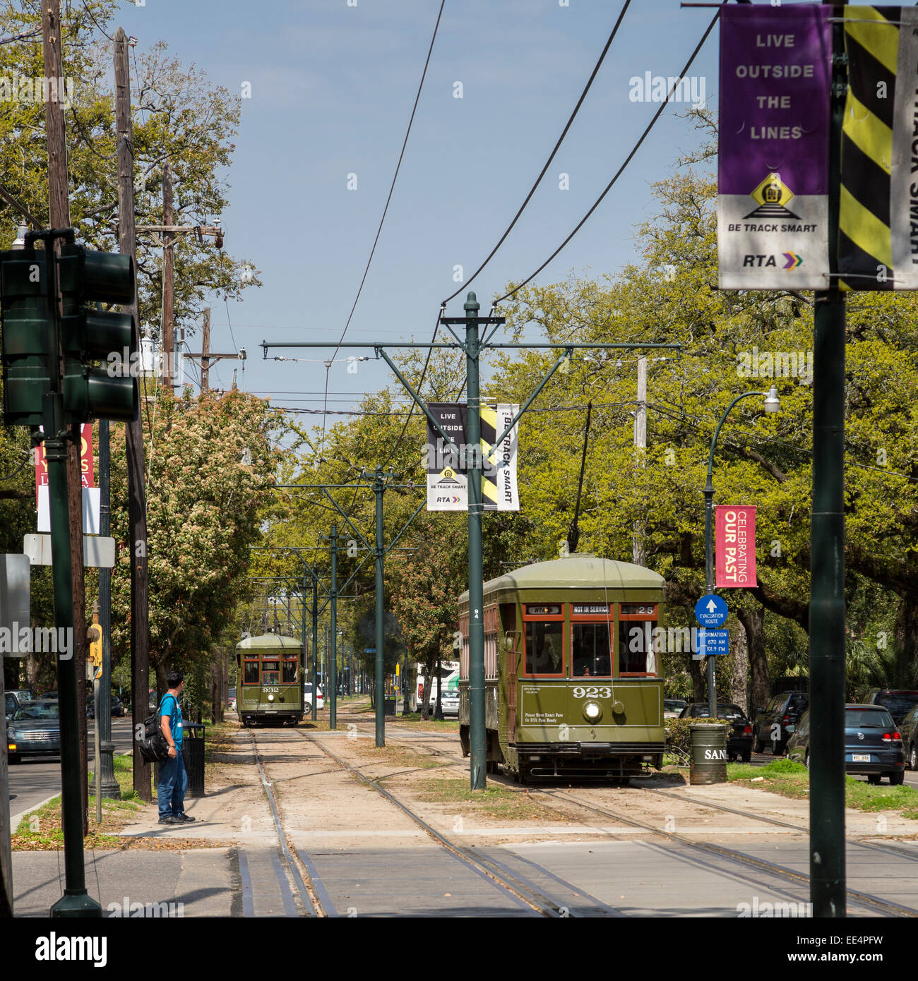 New Orleans, Louisiana. St. Charles Street Trolley, Uptown District