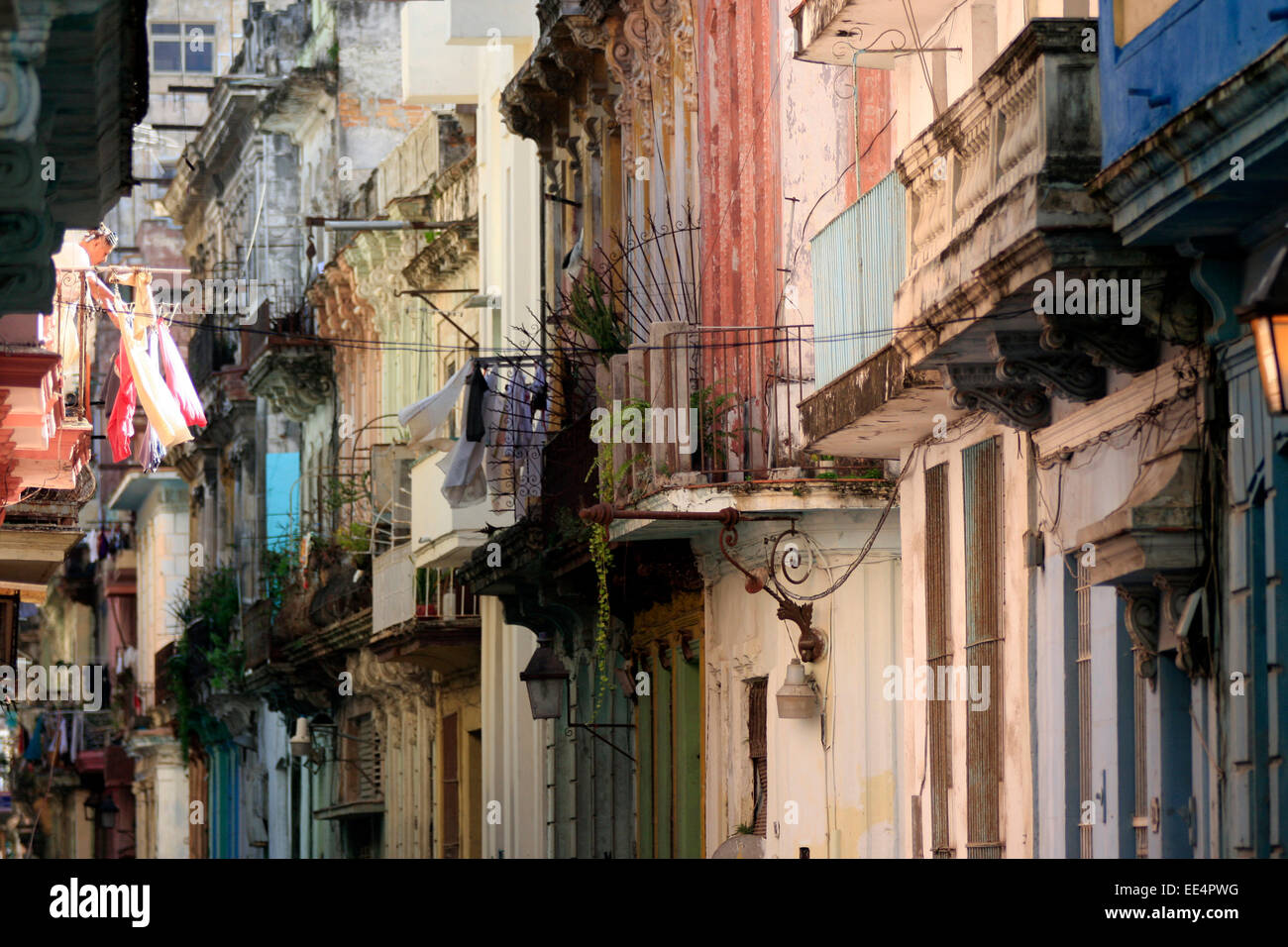 A colorful street in Cuba's capital city, Havana Stock Photo