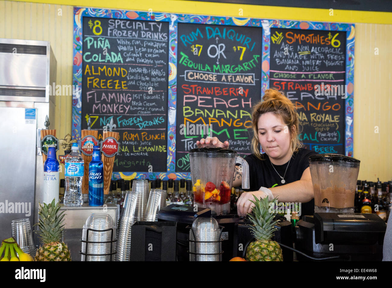 French Quarter, New Orleans, Louisiana. A Smoothie Juice Bar, the Organic banana, in the French