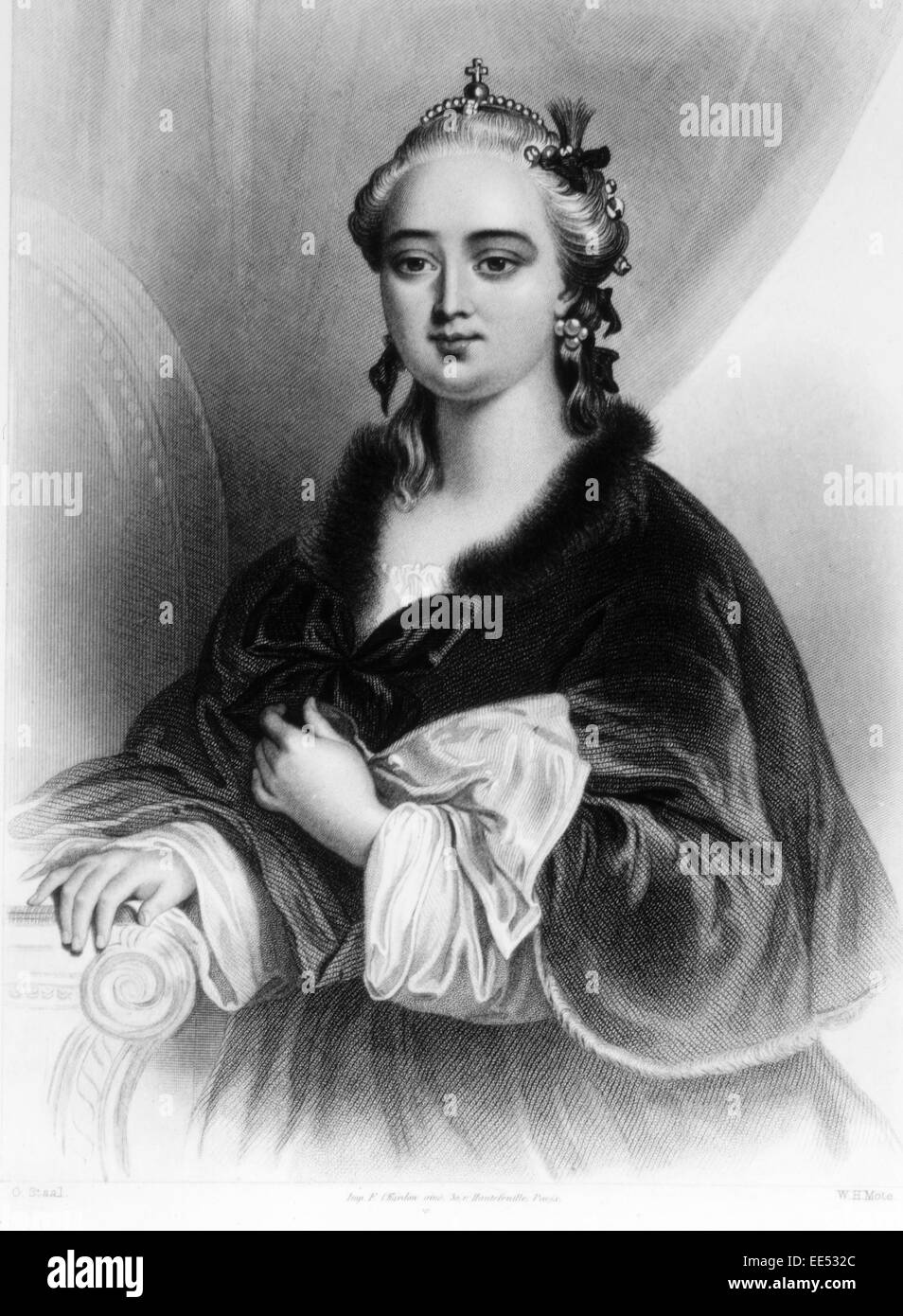 Catherine II (1729-1796), or Catherine the Great, Czarina of Russia, 1762-1796, Portrait, Engraving,  1857 Stock Photo