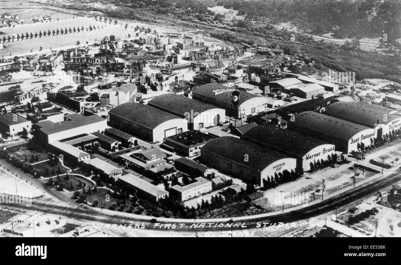 Warner Brothers' First National Studios, High Angle View, Burbank, Los Angeles, California, USA, circa 1930 Stock Photo