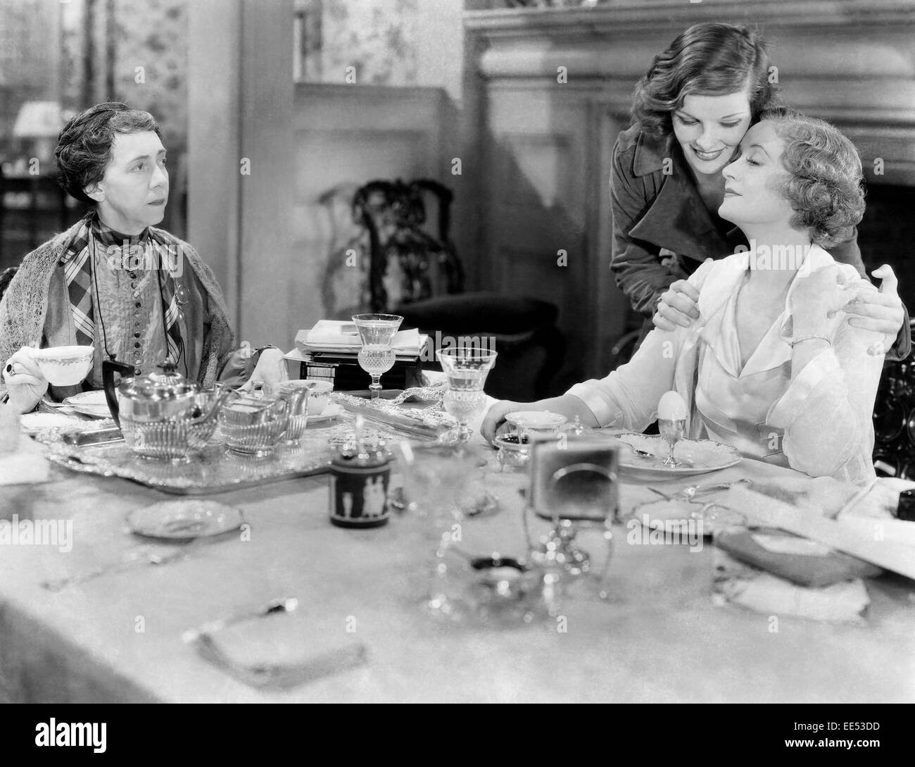 Elizabeth Patterson, Katharine Hepburn, Billie Burke, on-set of the Film, 'A Bill of Divorcement', 1932 Stock Photo