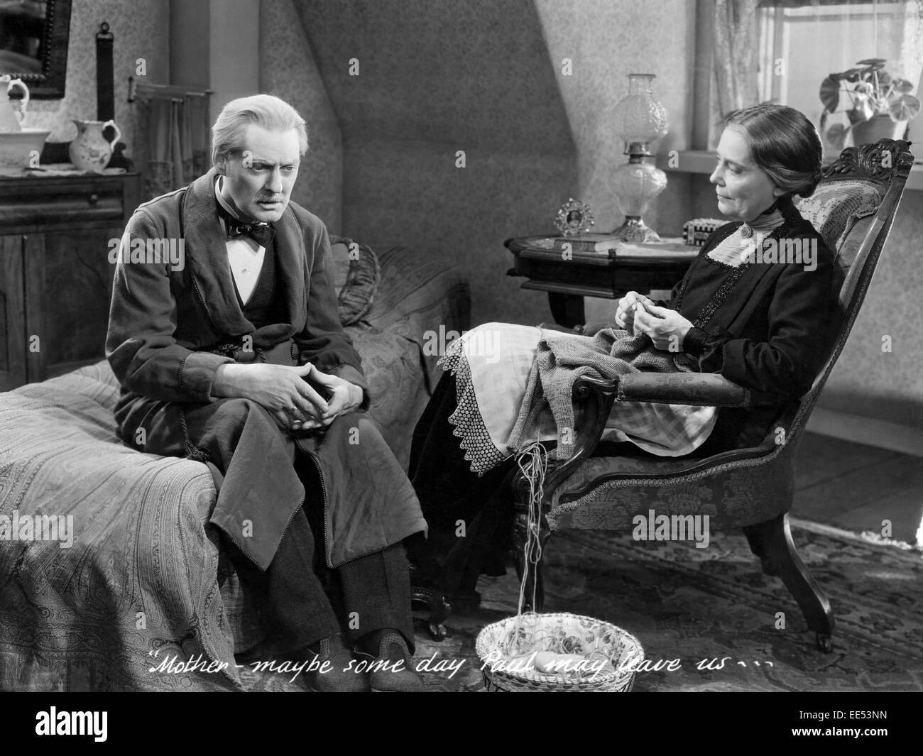 Lionel Barrymore, Louise Carter, on-set of the Film, 'Broken Lullaby', 1932 Stock Photo
