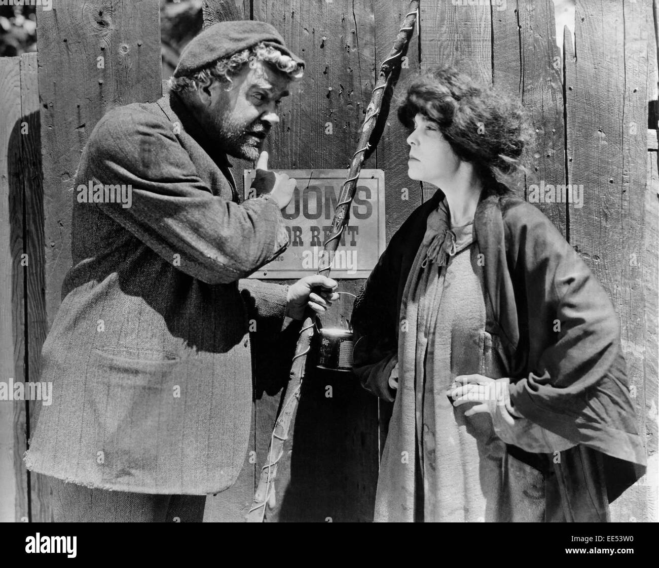 Gibson Gowland, ZaSu Pitts, on-set of the Silent Film, 'Greed', 1924 Stock Photo