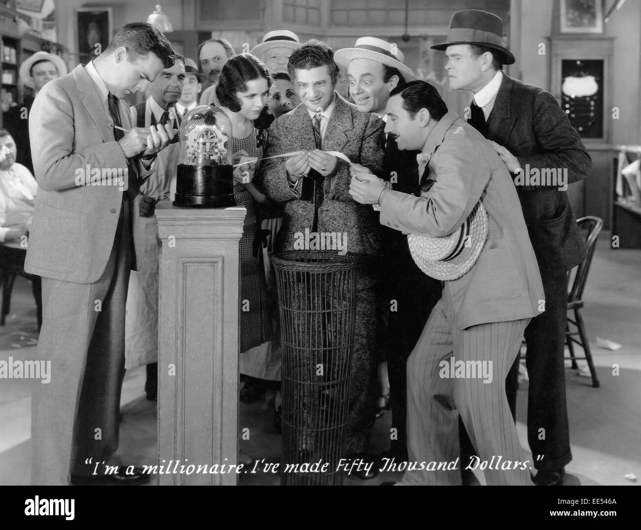 Neil Hamilton, Mary Brian, Harry Green (center), on-set of  the Film, 'The Kibitzer', 1930 Stock Photo