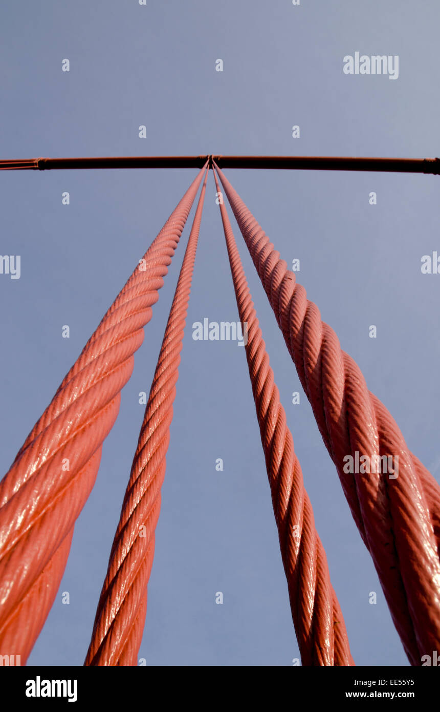 Graphic picture of steel wires from the famous golden gate bridge in san francisco , california Stock Photo