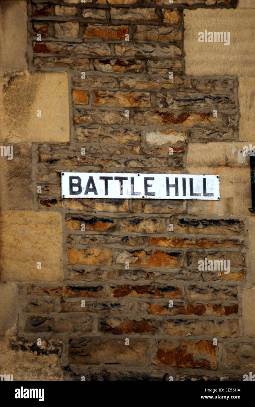 Battle Hill street sign, Hexham, Northumberland Stock Photo - Alamy