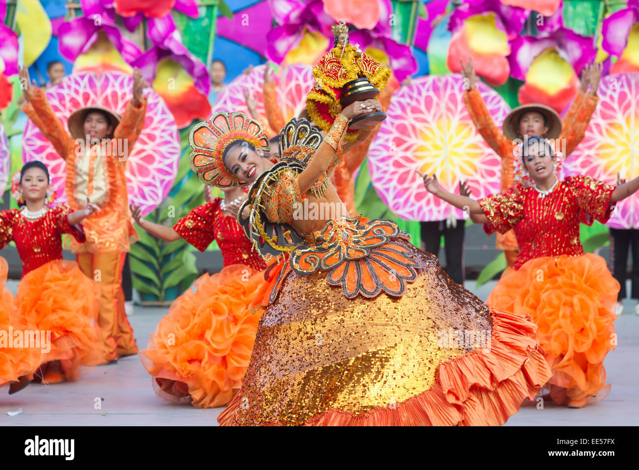 11/01/2015 Cebu City - Sinulog,one of the largest festivals in the Philippines takes place over a nine day period in January. Stock Photo