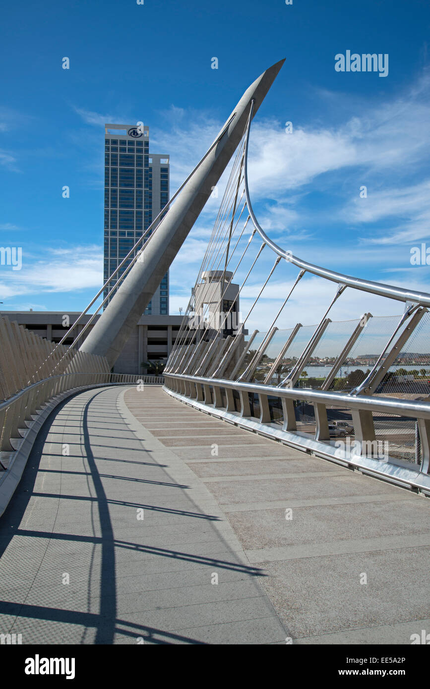 Pedestrian Bridge from Hilton San Diego Bayfront Hotel to Petco Park, San Diego, California USA Stock Photo