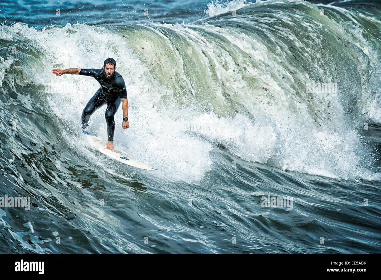 Male Surfer, Ocean Beach, San Diego, California USA Stock Photo