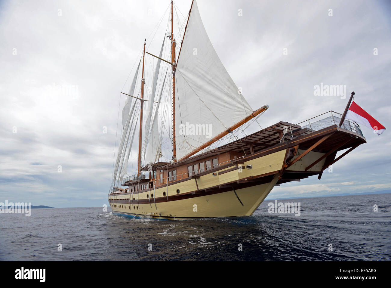 wooden sailing yacht