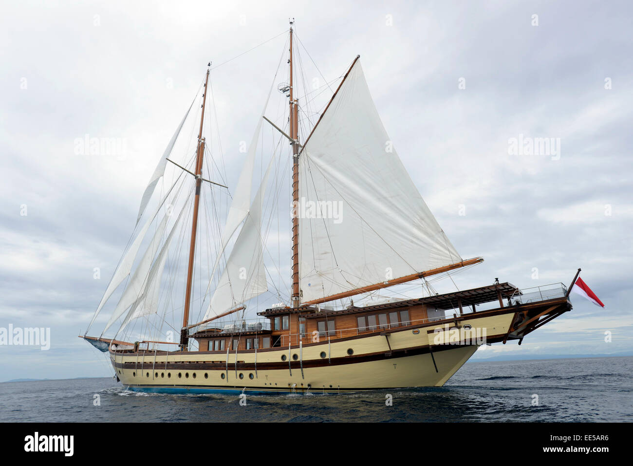 wooden sailing yacht