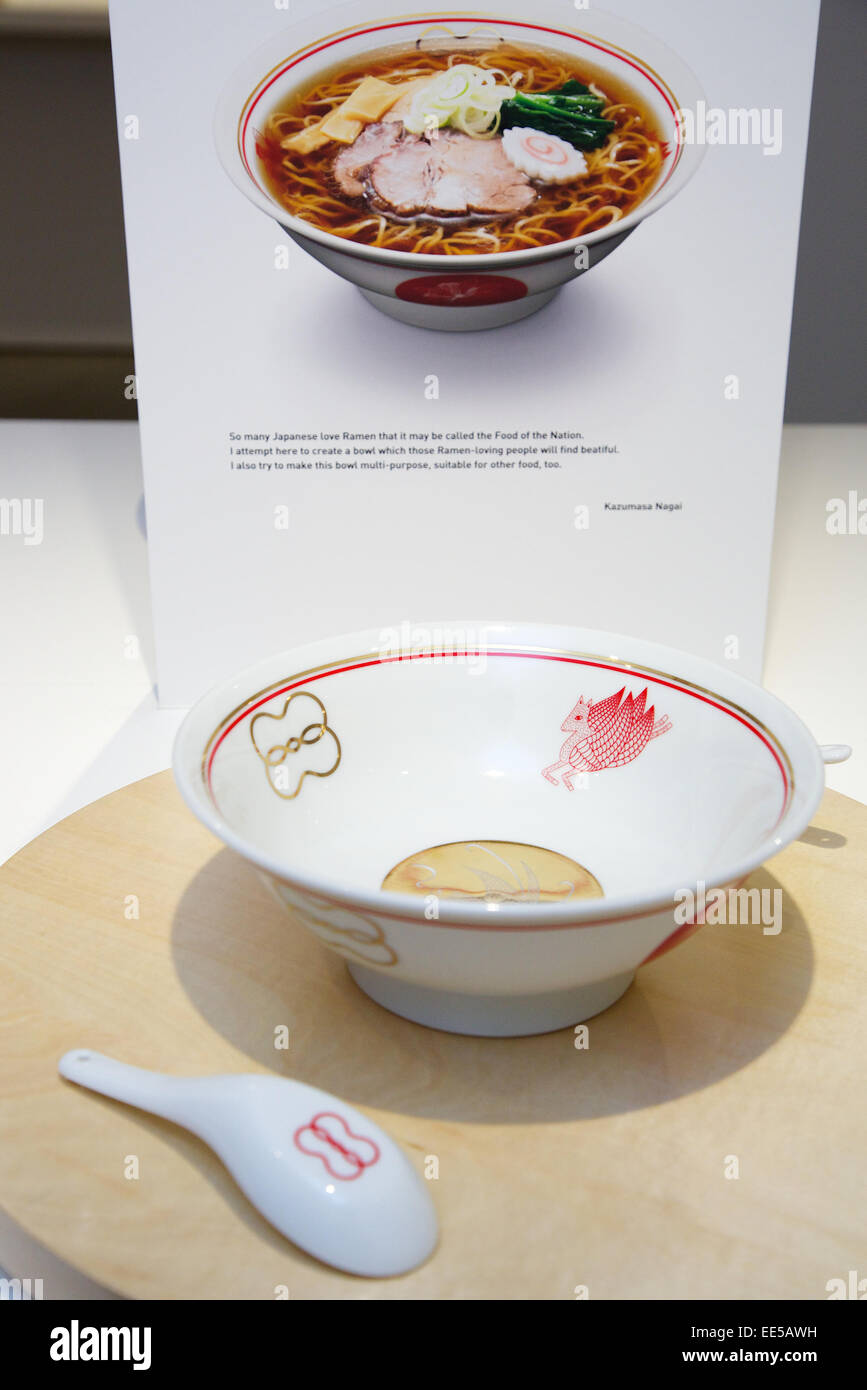 January 14, 2015, Tokyo, Japan A noodle bowl design on display at